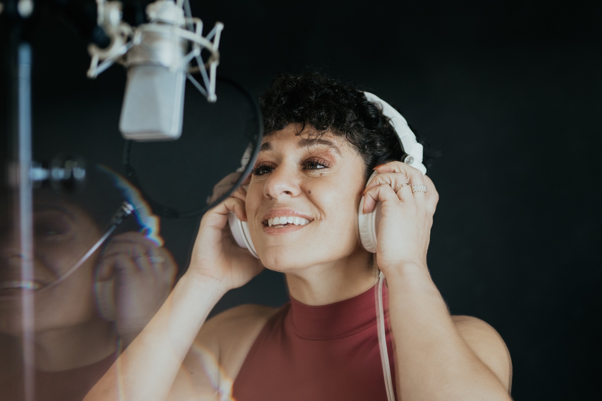 Yael Lanciano recording voiceover